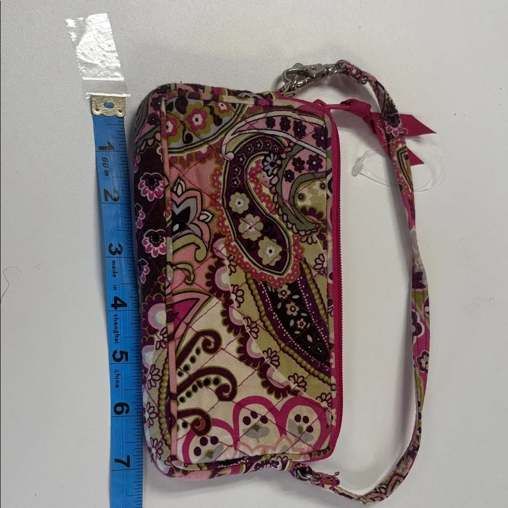 Vera Bradley Pink and Green Paisley Wristlet